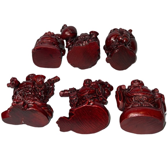 6 RED RESIN BUDDHAS - Picture 5 of 11